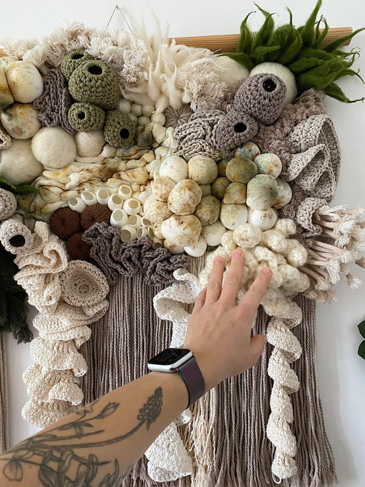 Mixed-Media Handmade Coral Reef Wall Hanging | Textile Art Tapestry | Awesome Knots