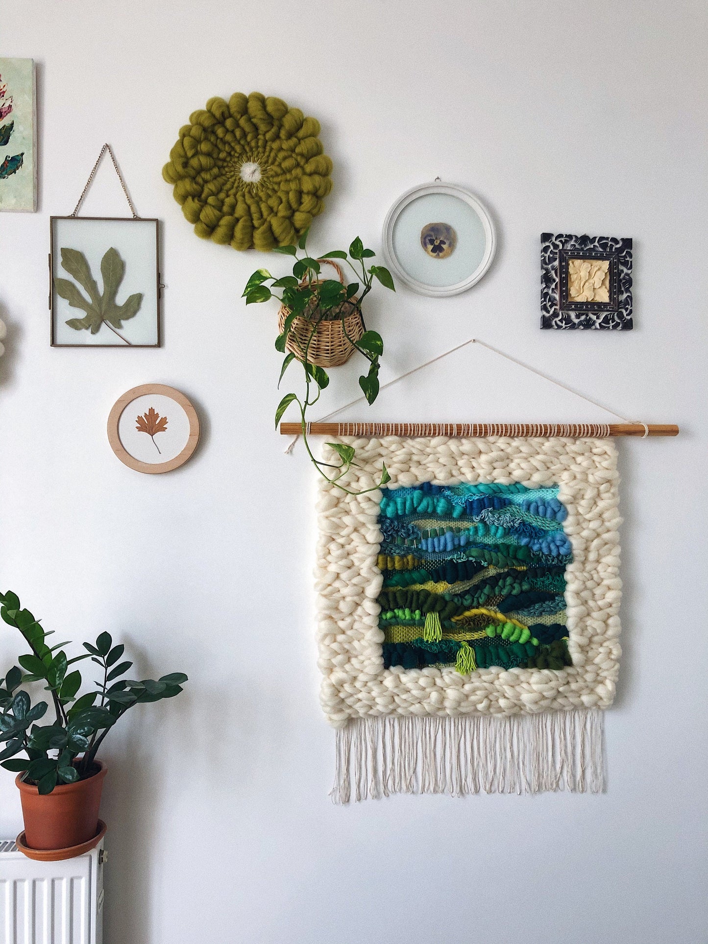 Handwoven Wool Wall Hanging – Textured Landscape Fiber Art Decor