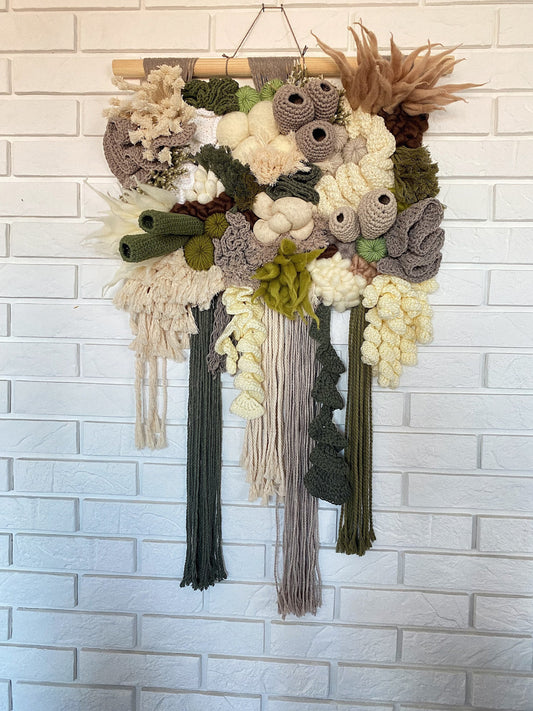 Coral Reef Wall Hanging – Crocheted & Knitted Fiber Art