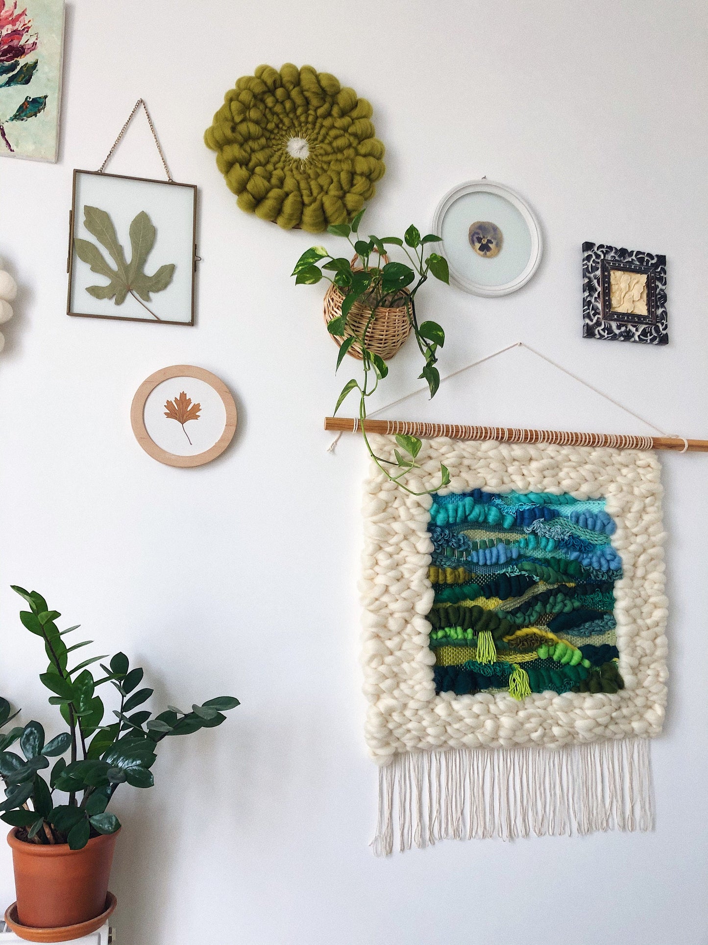 Handwoven Wool Wall Hanging – Textured Landscape Fiber Art Decor