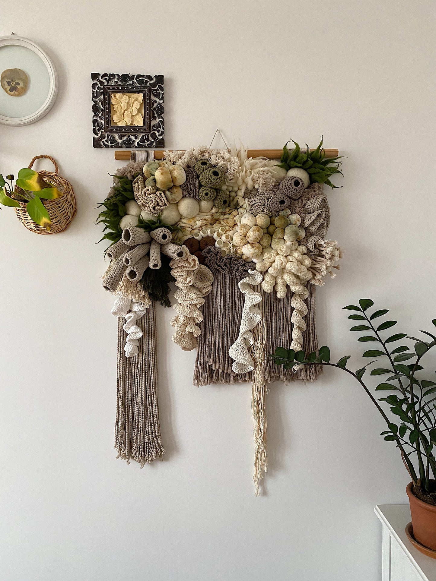 Mixed-Media Handmade Coral Reef Wall Hanging | Textile Art Tapestry | Awesome Knots