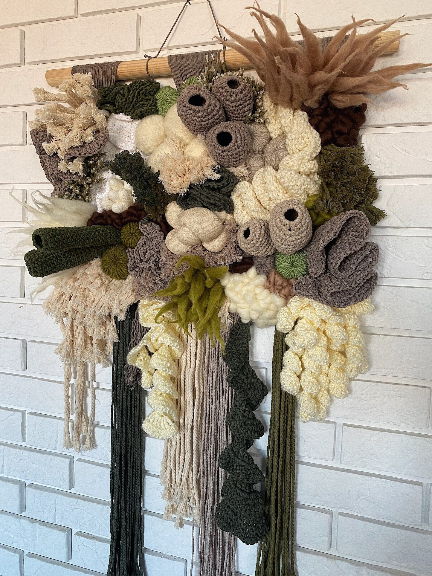 Coral Reef Wall Hanging – Crocheted & Knitted Fiber Art