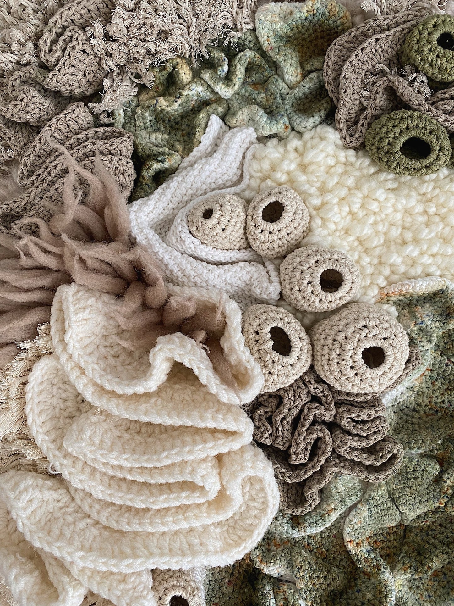 Coral Reef Fiber Art Wall Hanging, Crocheted Knitted Felted Tapestry