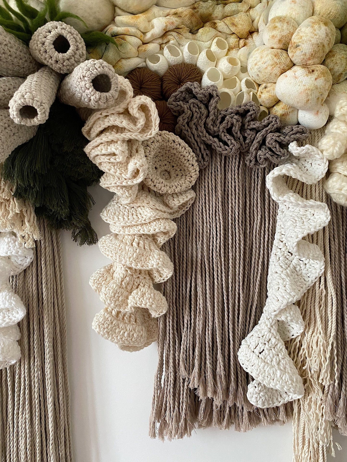 Mixed-Media Handmade Coral Reef Wall Hanging | Textile Art Tapestry | Awesome Knots