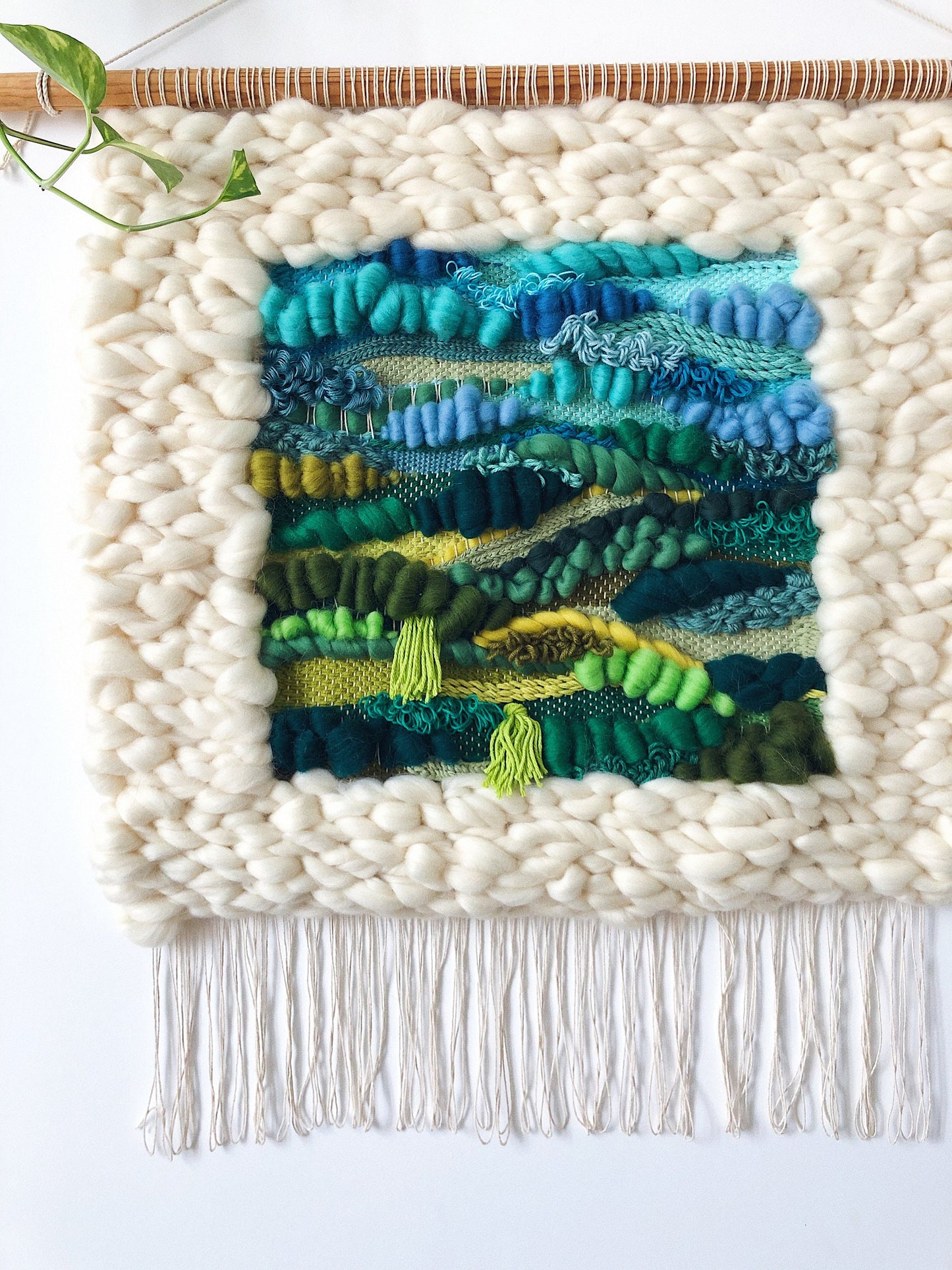 Handwoven Wool Wall Hanging – Textured Landscape Fiber Art Decor