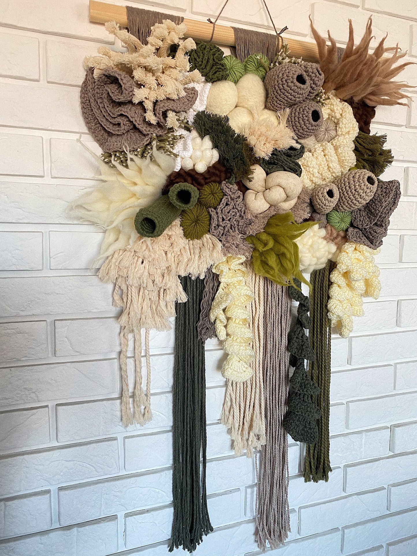 Coral Reef Wall Hanging – Crocheted & Knitted Fiber Art