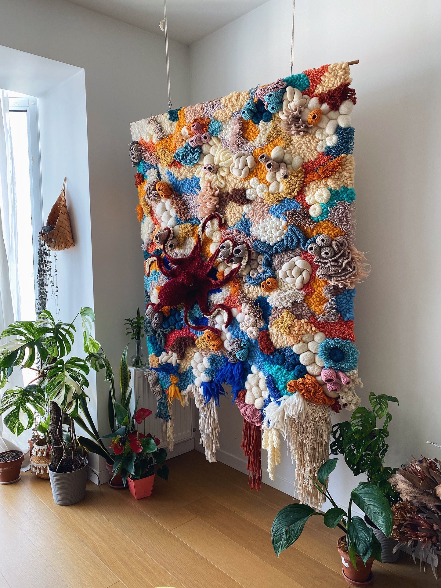Large Custom Wall Hanging | Statement Fiber Art | Octopus Textile Art