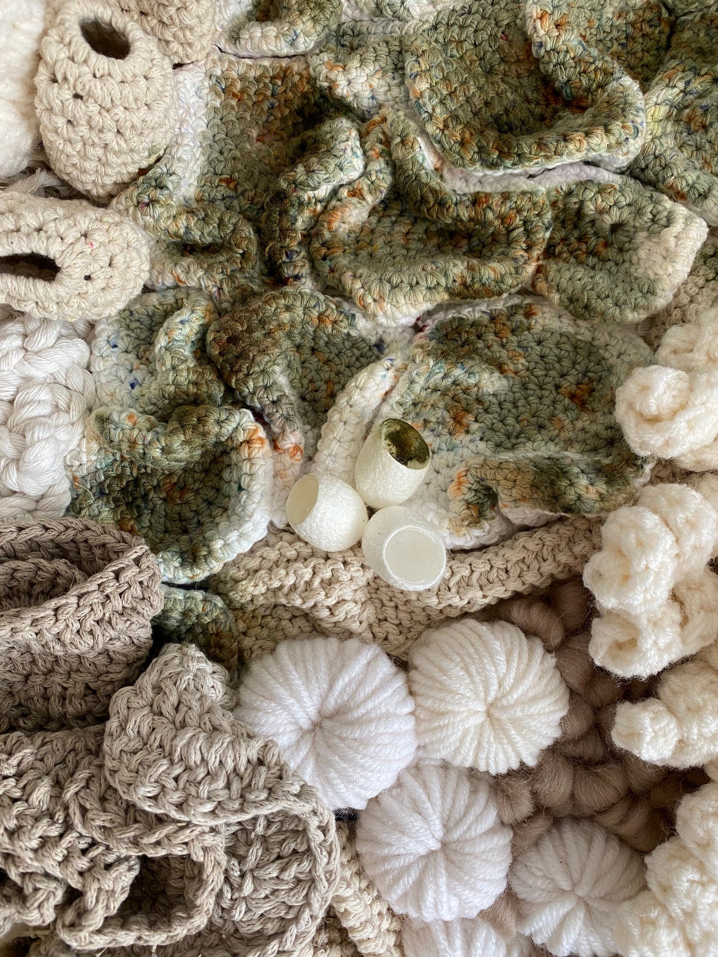 Coral Reef Fiber Art Wall Hanging, Crocheted Knitted Felted Tapestry
