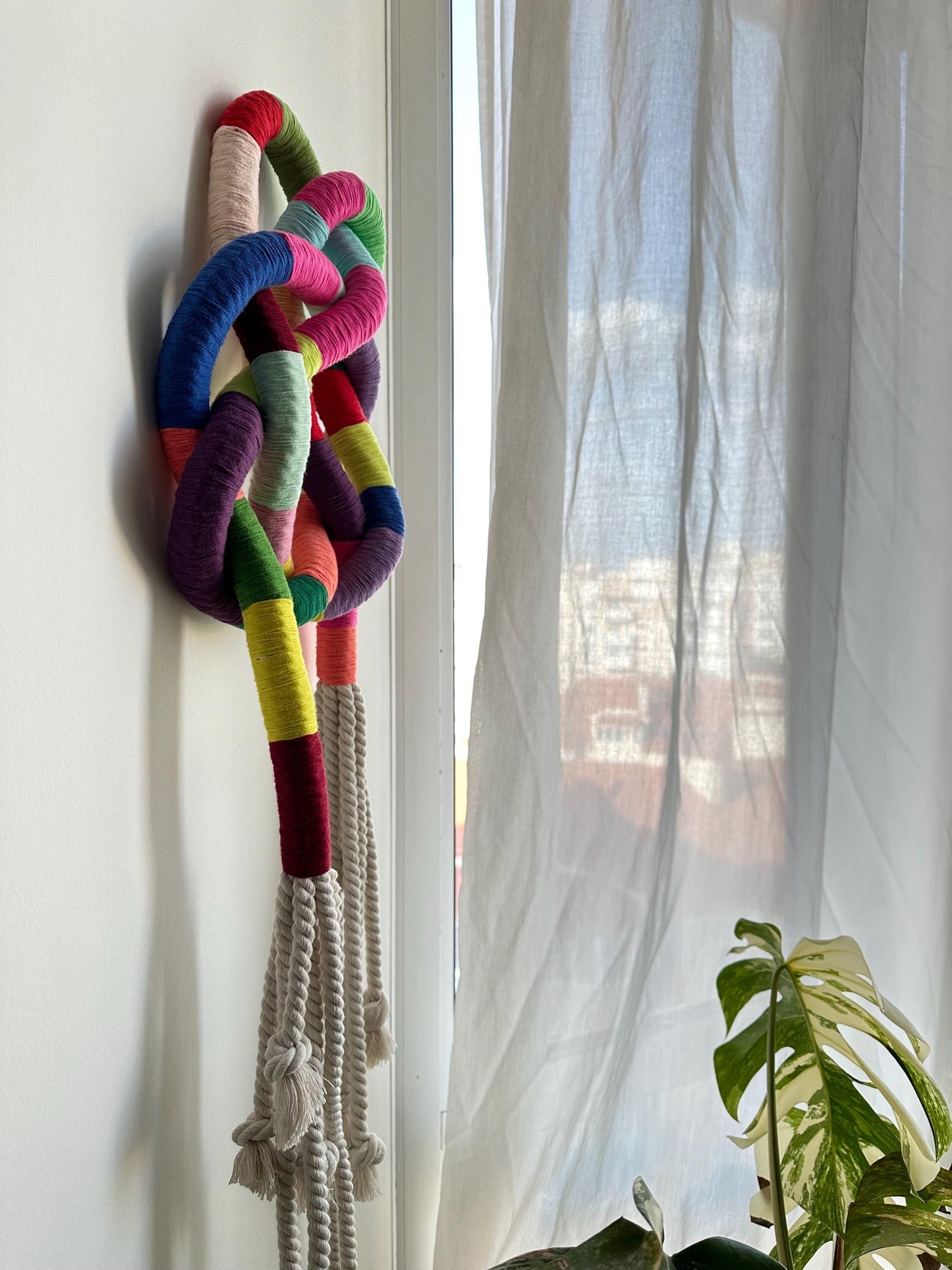 Contemporary Fiber Art Wall Sculpture, Knot Art, Macrame Wall Art, Rope Sculpture, Knotted Rope Sculpture.