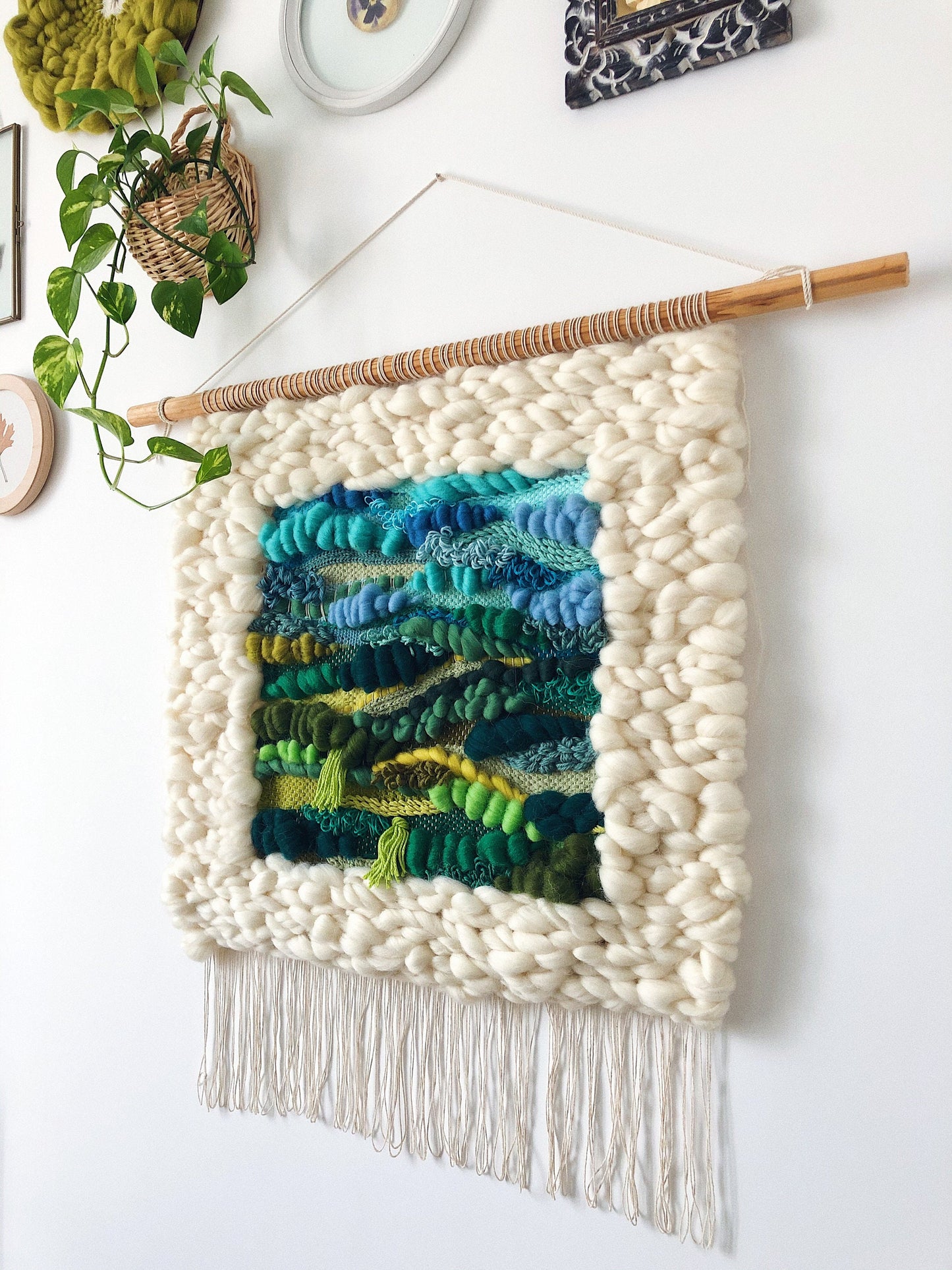 Handwoven Wool Wall Hanging – Textured Landscape Fiber Art Decor