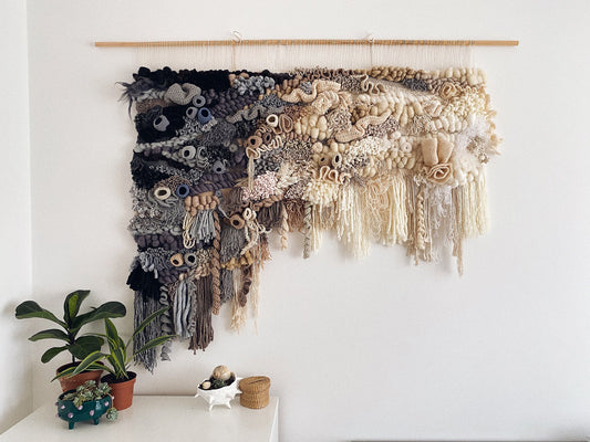 Custom Gradient Wall Hanging – Black to White Handcrafted Fiber Art Tapestry