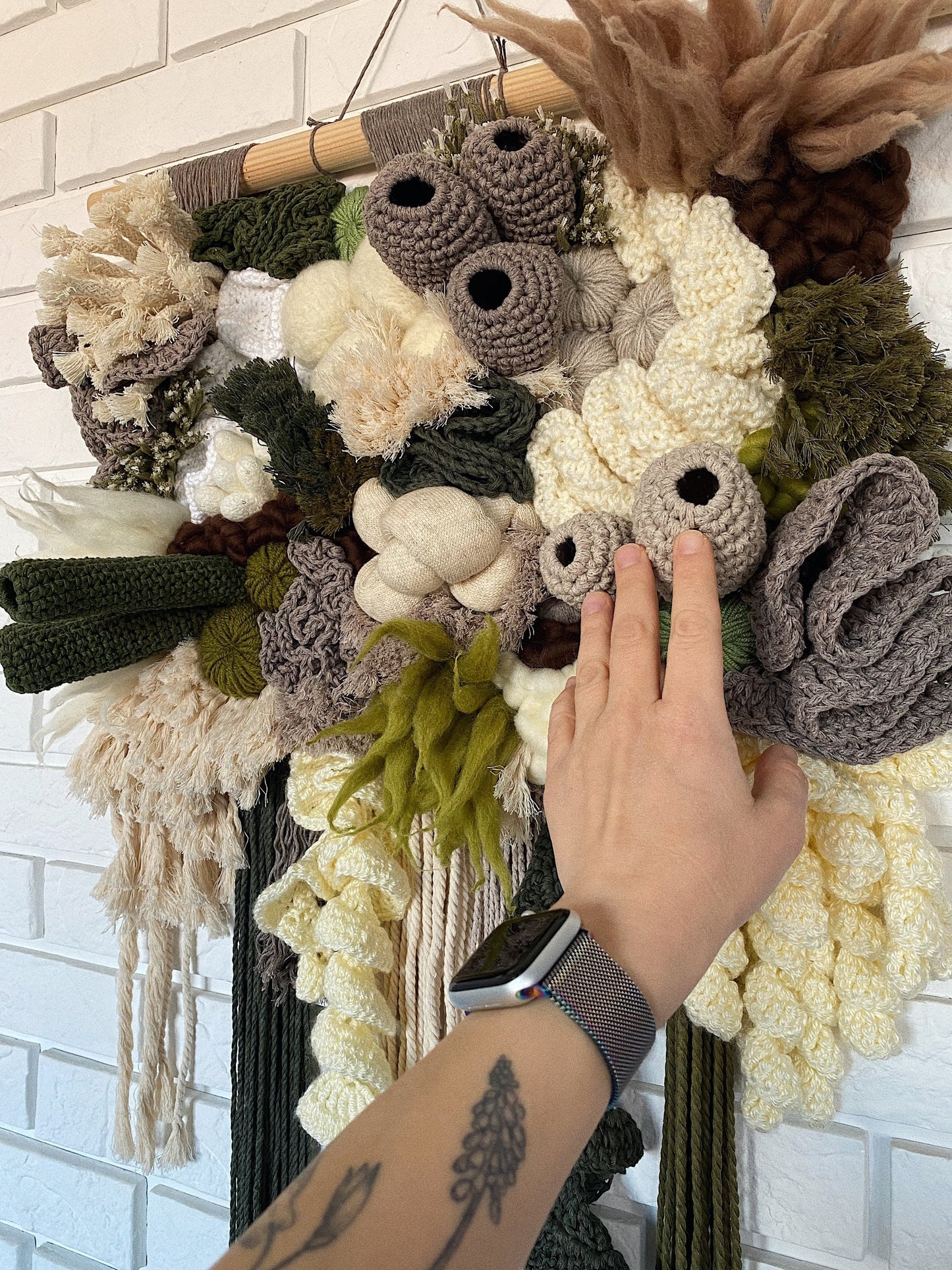 Coral Reef Wall Hanging – Crocheted & Knitted Fiber Art