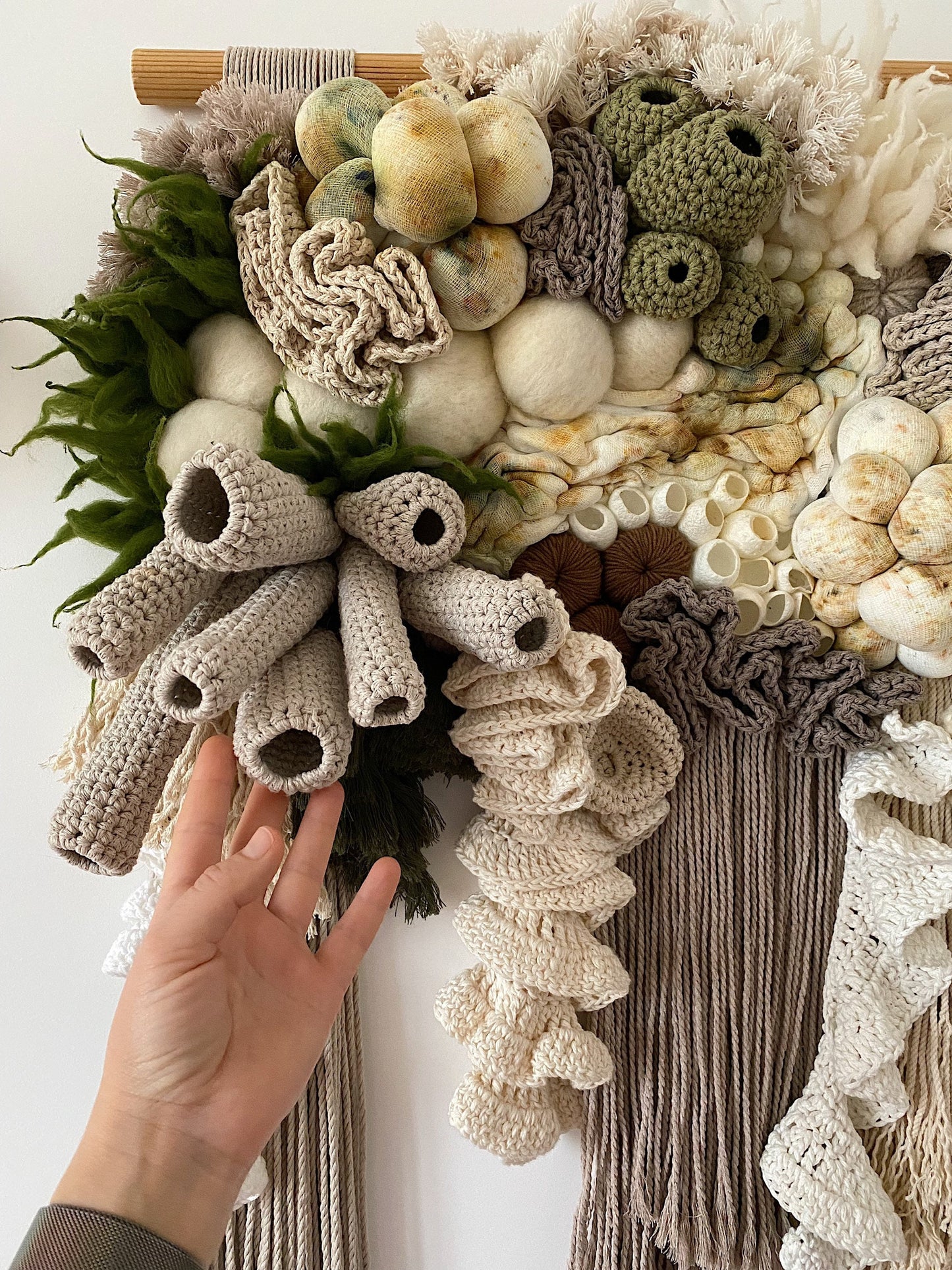 Mixed-Media Handmade Coral Reef Wall Hanging | Textile Art Tapestry | Awesome Knots