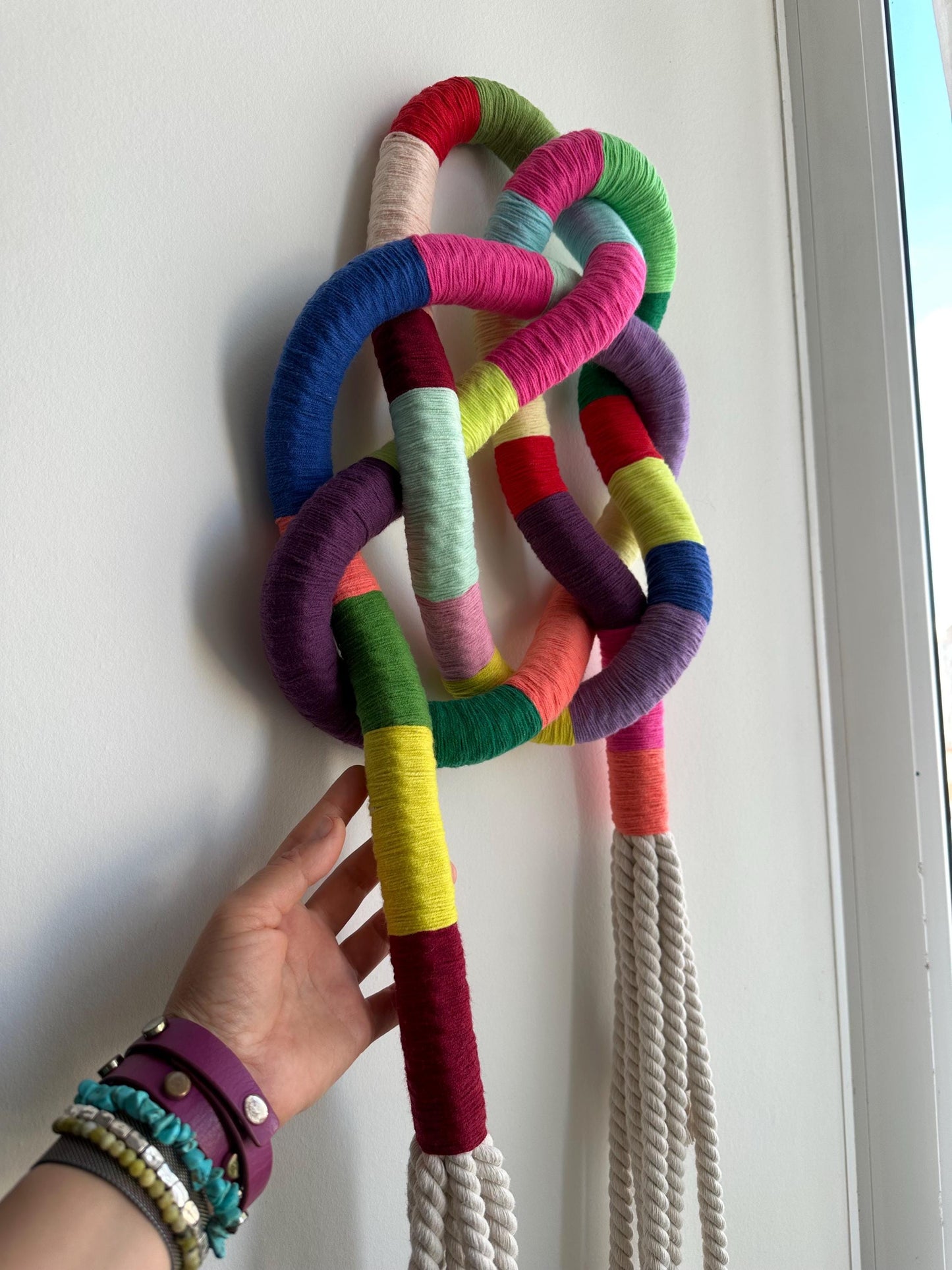 Contemporary Fiber Art Wall Sculpture, Knot Art, Macrame Wall Art, Rope Sculpture, Knotted Rope Sculpture.
