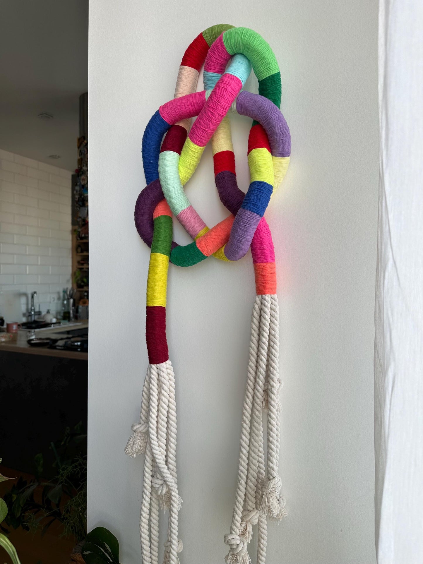 Contemporary Fiber Art Wall Sculpture, Knot Art, Macrame Wall Art, Rope Sculpture, Knotted Rope Sculpture.