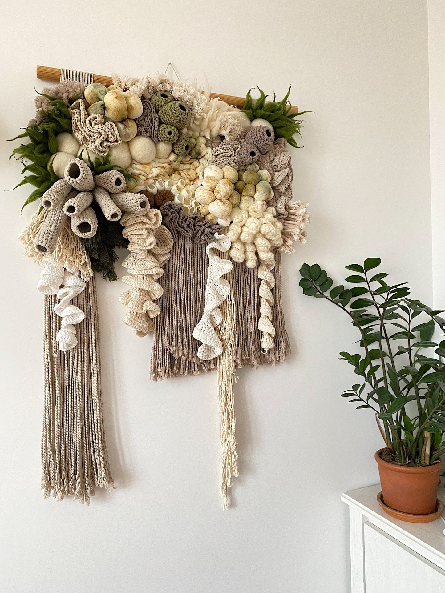Mixed-Media Handmade Coral Reef Wall Hanging | Textile Art Tapestry | Awesome Knots