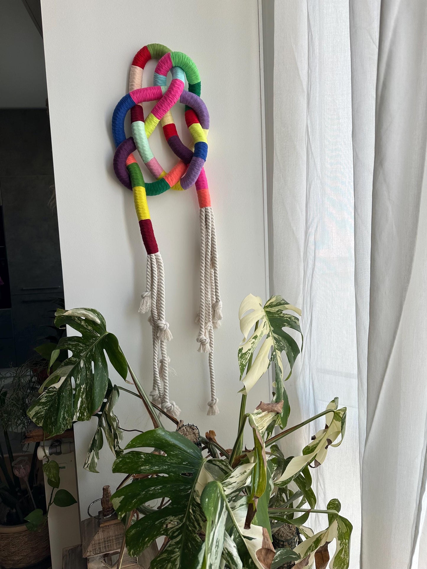Contemporary Fiber Art Wall Sculpture, Knot Art, Macrame Wall Art, Rope Sculpture, Knotted Rope Sculpture.