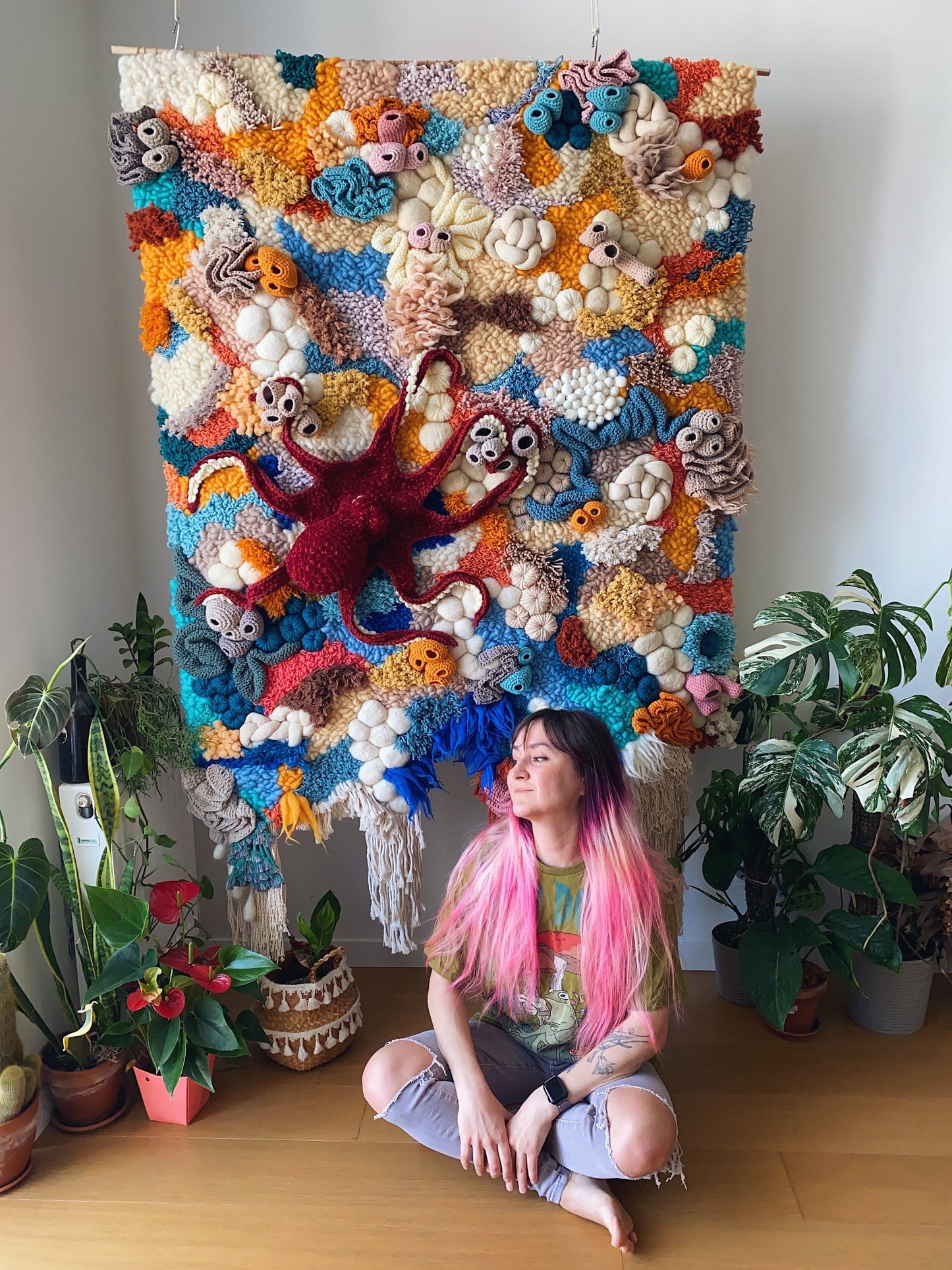 Large Custom Wall Hanging | Statement Fiber Art | Octopus Textile Art