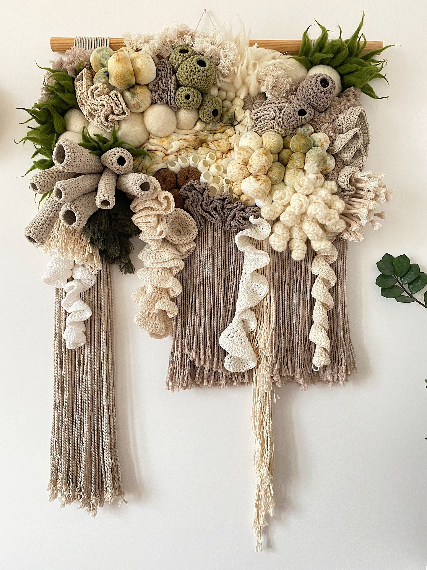 Mixed-Media Handmade Coral Reef Wall Hanging | Textile Art Tapestry | Awesome Knots