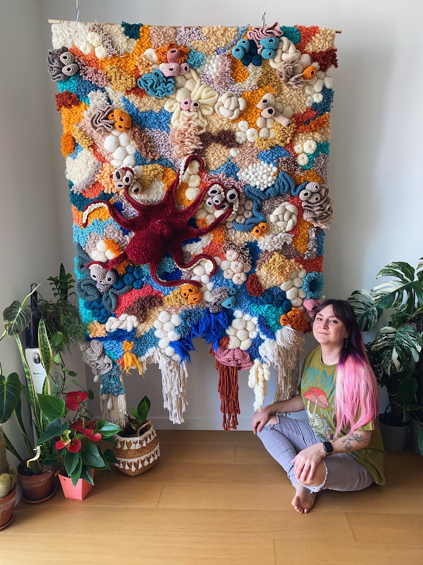 Large Custom Wall Hanging | Statement Fiber Art | Octopus Textile Art