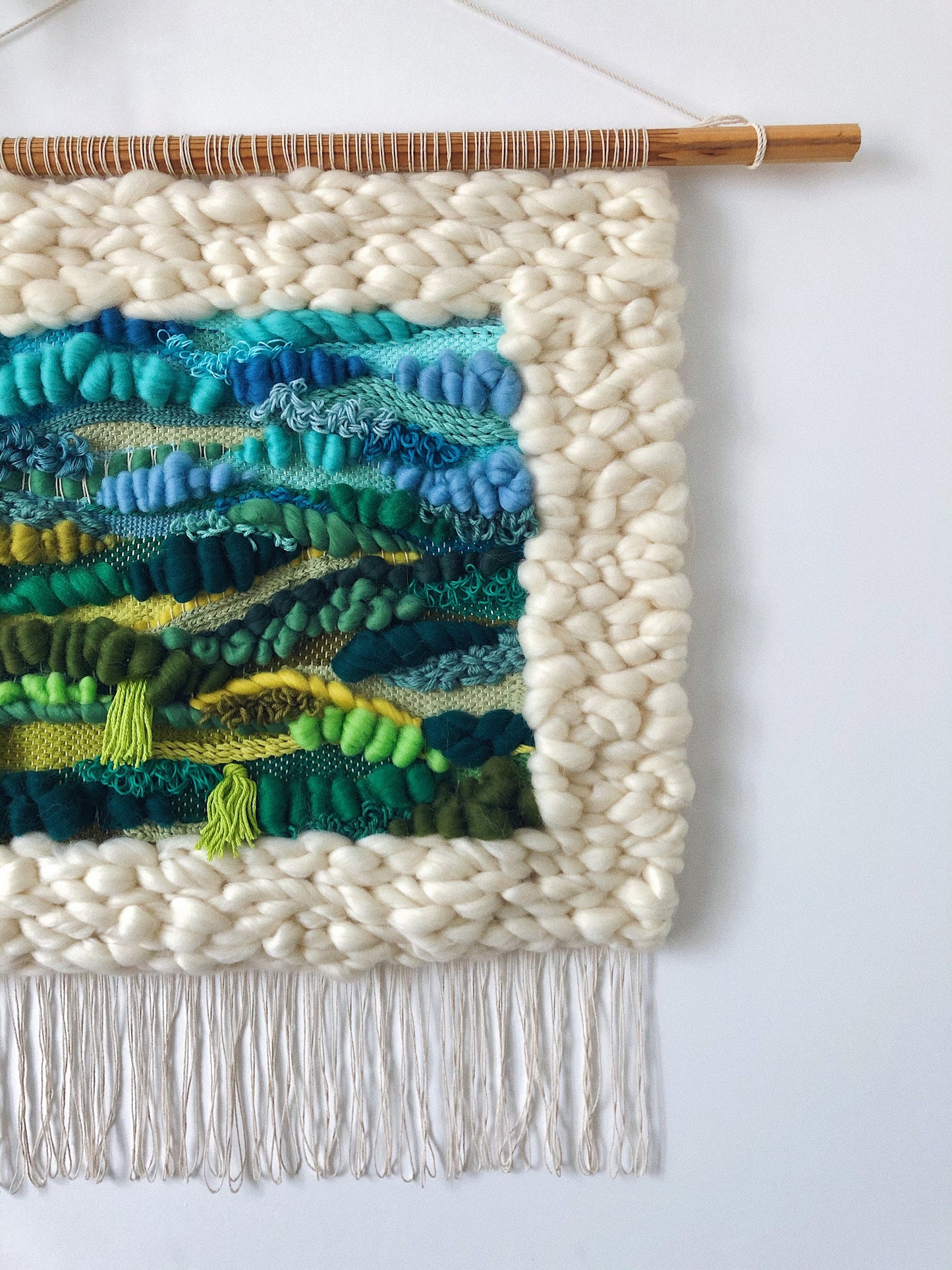 Handwoven Wool Wall Hanging – Textured Landscape Fiber Art Decor