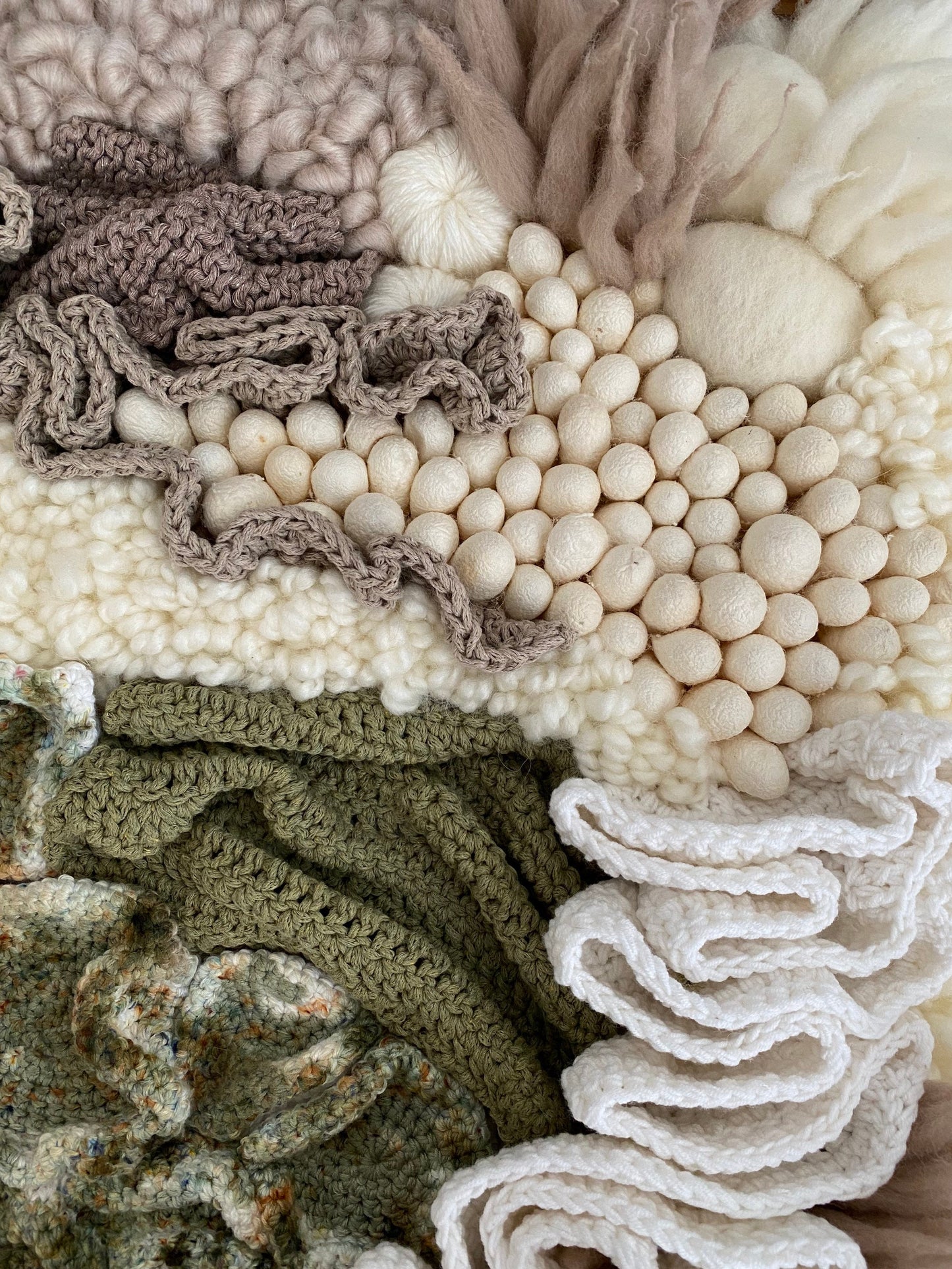 Coral Reef Fiber Art Wall Hanging, Crocheted Knitted Felted Tapestry