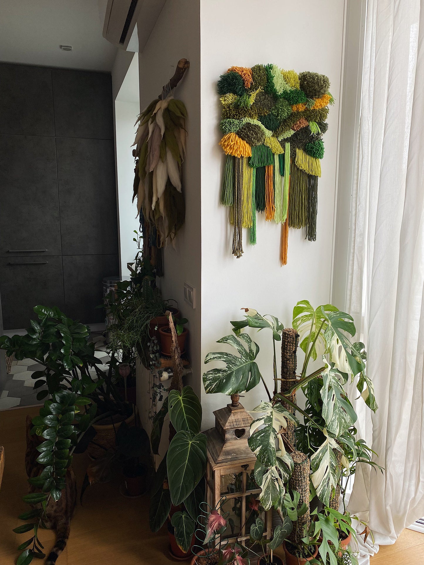 Moss Green Woven Wall Hanging – Handwoven Fiber Art Tapestry