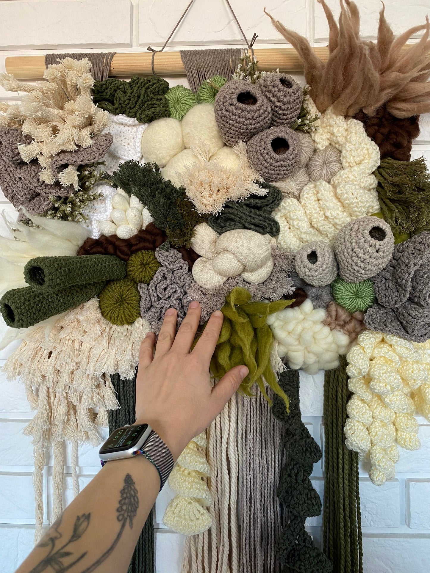 Coral Reef Wall Hanging – Crocheted & Knitted Fiber Art