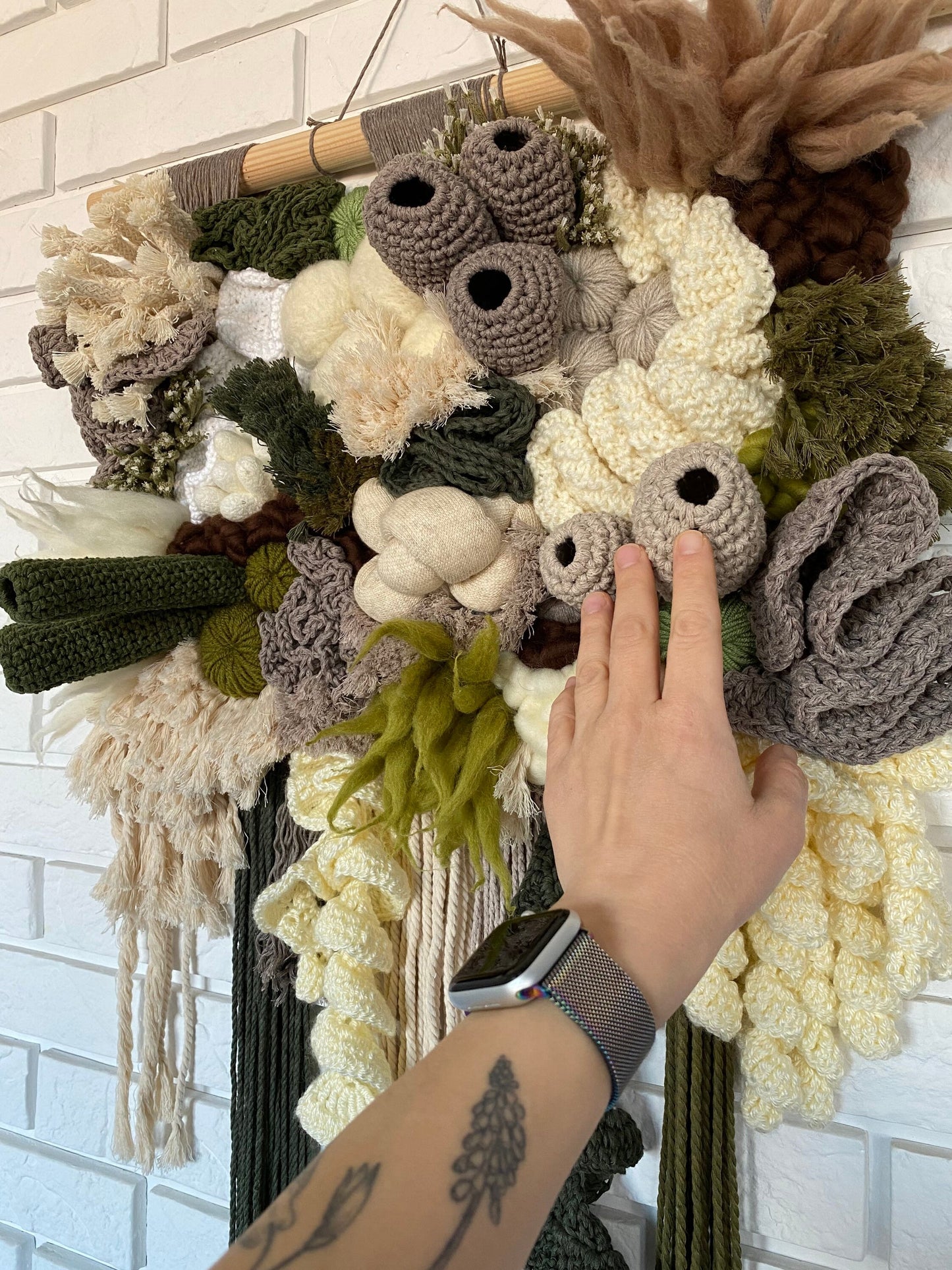 Coral Reef Wall Hanging – Crocheted & Knitted Fiber Art